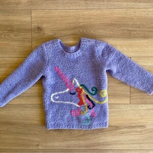 Hanna Andersson Lavender Plush Unicorn Sweater with Rainbow Mane